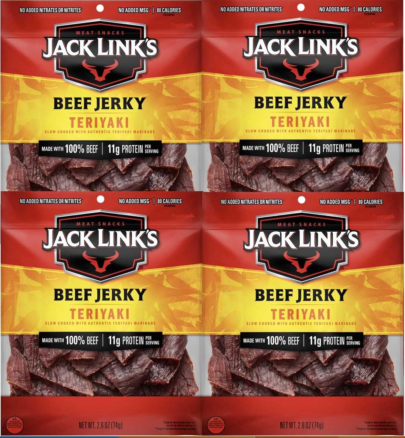 Jack Link&#39;s Teriyaki Beef Steak Bites - 4x1 oz Packs - Tender Jack Links Teriyaki Beef Jerky Snack Packs