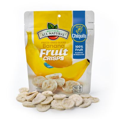 Brothers All Natural Freeze Dried Fruit Crisps, Chiquita Banana, 2 Oz (Pack of 8), Made with 100% Fruit, Gluten Free, Soy Free, Vegan, Heathy Snack, Resealable Pouch