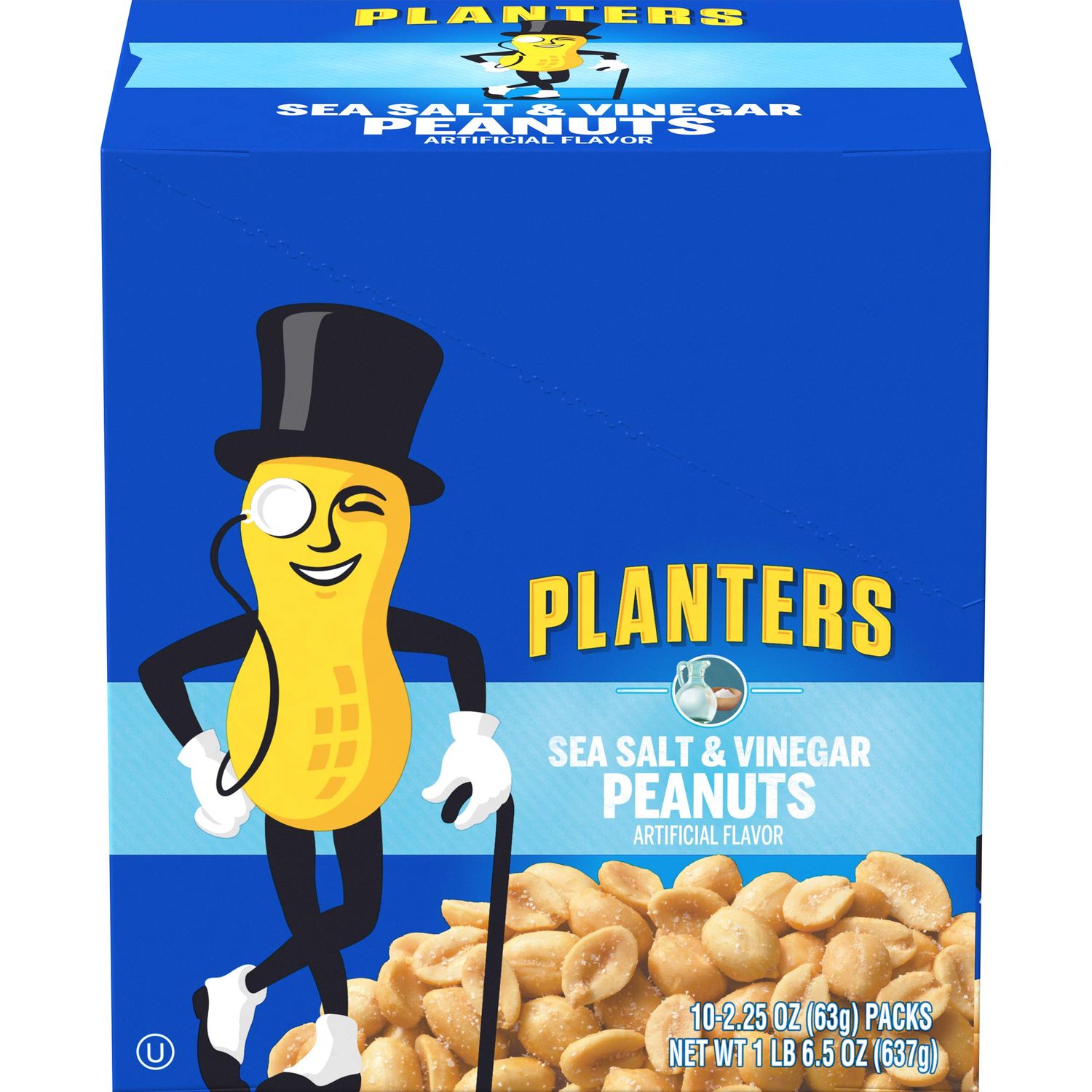Planters Sea Salt &amp; Vinegar Peanuts (2.25oz Bags, Pack of 10)