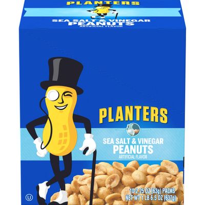 Planters Sea Salt &amp; Vinegar Peanuts (2.25oz Bags, Pack of 10)