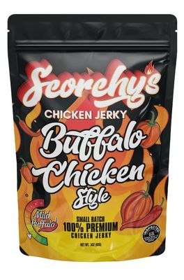 Scorchy&#39;s Jerky Buffalo Chicken Jerky  Sweet &amp; Spicy Jerky - Mild  Hand-Crafted  Spicy Protein Snack  Low Calorie and Low Fat  85g  1 pack  Scorchy&#39;s Beef Jerky