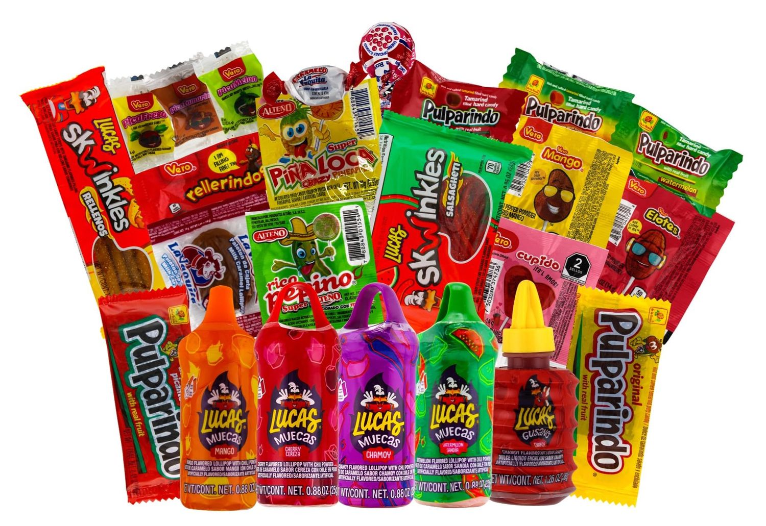 Lucas &amp; Mexican Candy Combo Mix (50 Count), Variety of Sour, Sweet, Spicy, Include Lucas Baby Powder, Lucas Muecas, Skwinkles, Gusano, Vero, Pulparindo, Azteca, De La Rosa by LookOn