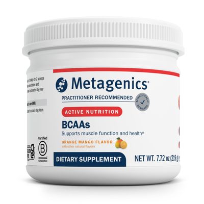 Metagenics BCAAs Powder 7.72 oz (219 g), Orange Mango Flavor, 30 Servings - Non-GMO, Gluten Free, Vegetarian