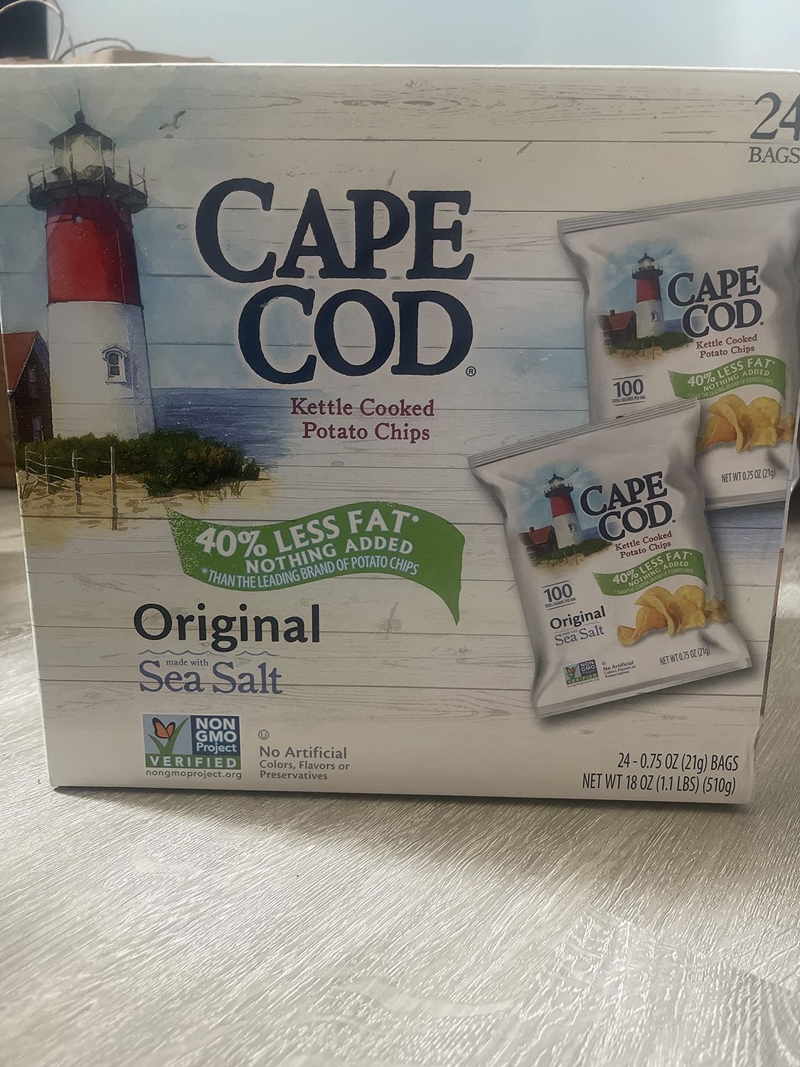 Cape Cod Kettle Cooked Potato Chips, Original, 0.75 oz, 24 ct
