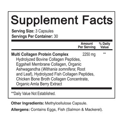 NutriFlair Multi Collagen Peptides 2250mg, 90 Capsules - Type I, II, III, V, X - Collagen Supplements Complex Powder Pills for Women and Men - Hydrolyzed Protein, Healthy Hair, Skin, Nails - Non-GMO