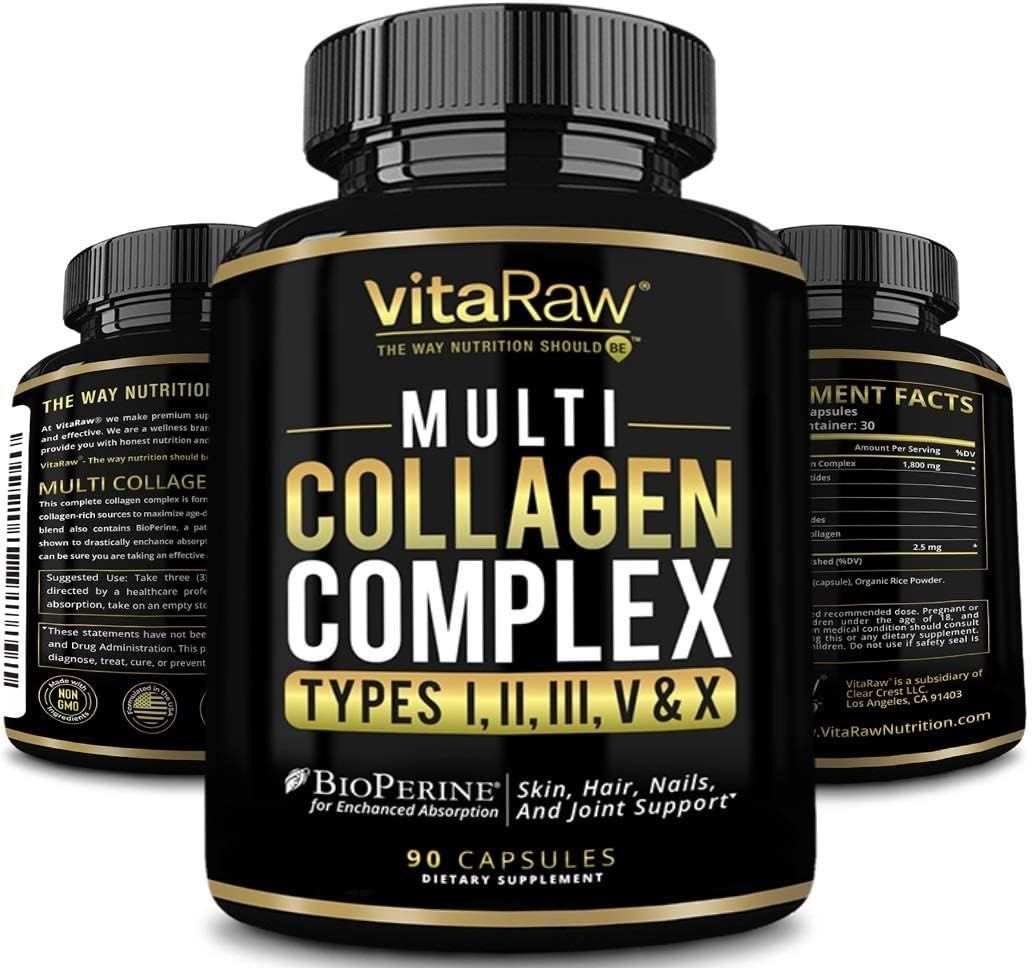 Collagen Pills 1800 mg - Multi Collagen Supplements (Types I, II, III, V &amp; X) Grass Fed Non GMO Collagen Peptides Pills for Hair, Skin and Joints - Hydrolyzed Collagen Protein Powder for Women and Men