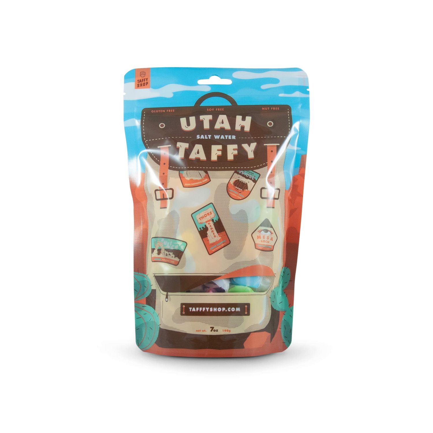 Taffy Shop Utah National Parks Salt Water Taffy - Gourmet Soft Chewy Candy, Variety Pack, Bulk Sweet Snack, Fresh Gift &amp; Gluten-Free, 35 Individually Wrapped Pieces (7oz)