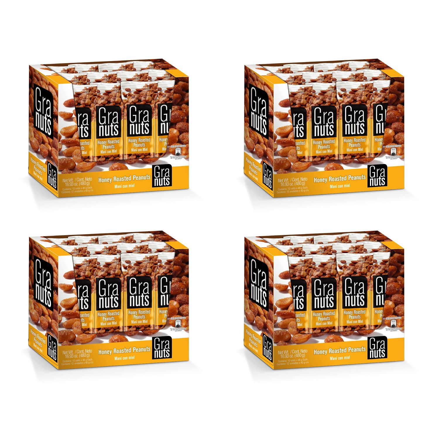 Granuts Honey Roasted Peanuts  Sweet Honey Flavor  On-the-Go Snack  4 Packs of 1.41 Oz (48 inner packs)