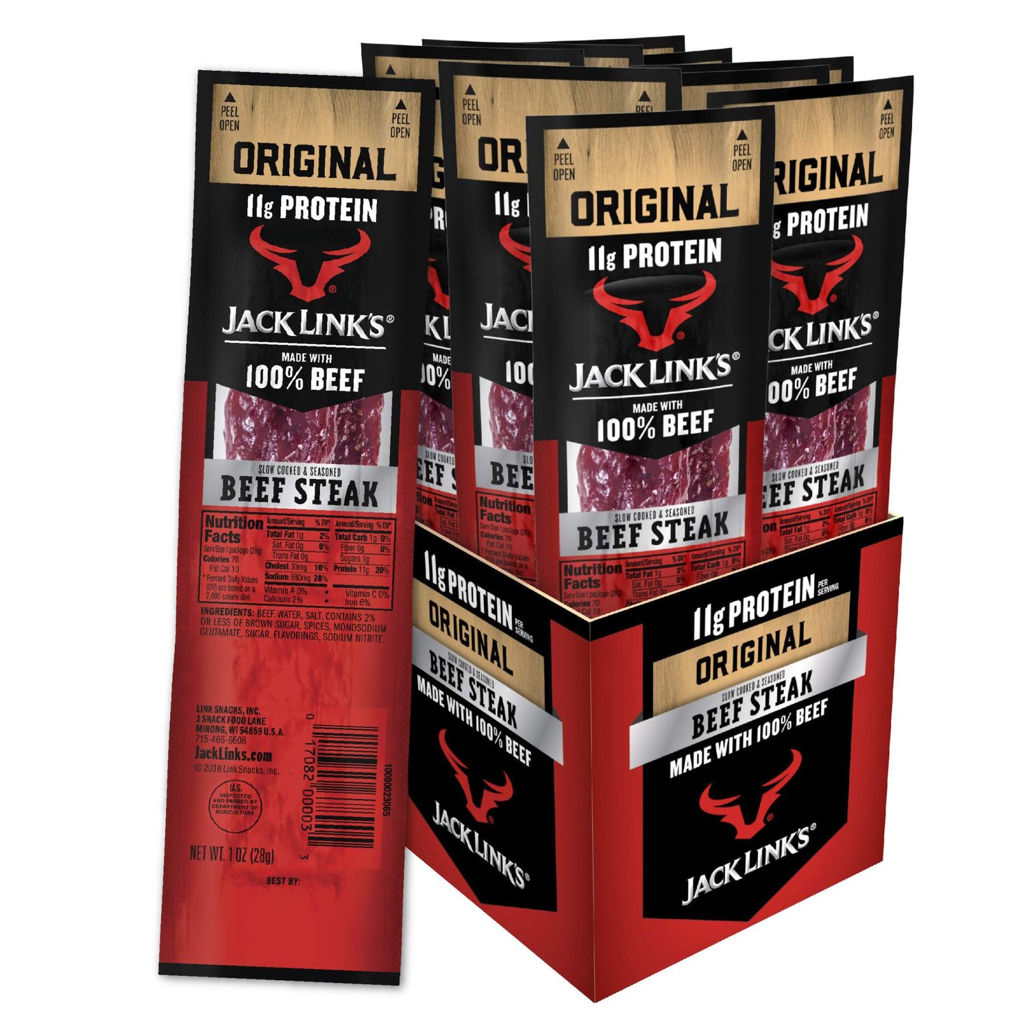 Jack Link&#39;s Premium Cuts Beef Steak, Original, 1-Ounce (Pack of 12)