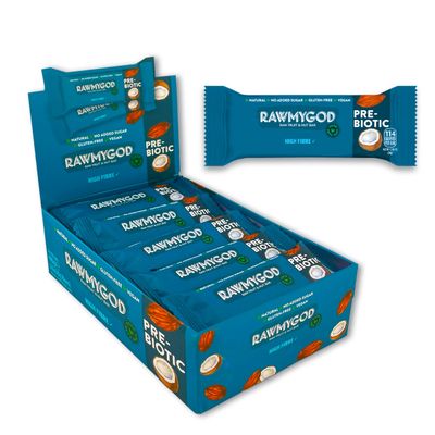 RAWMYGOD Fruit and Nut Bars, Gluten Free, Vegan, No Added Sugar (20 bars, Prebiotic)