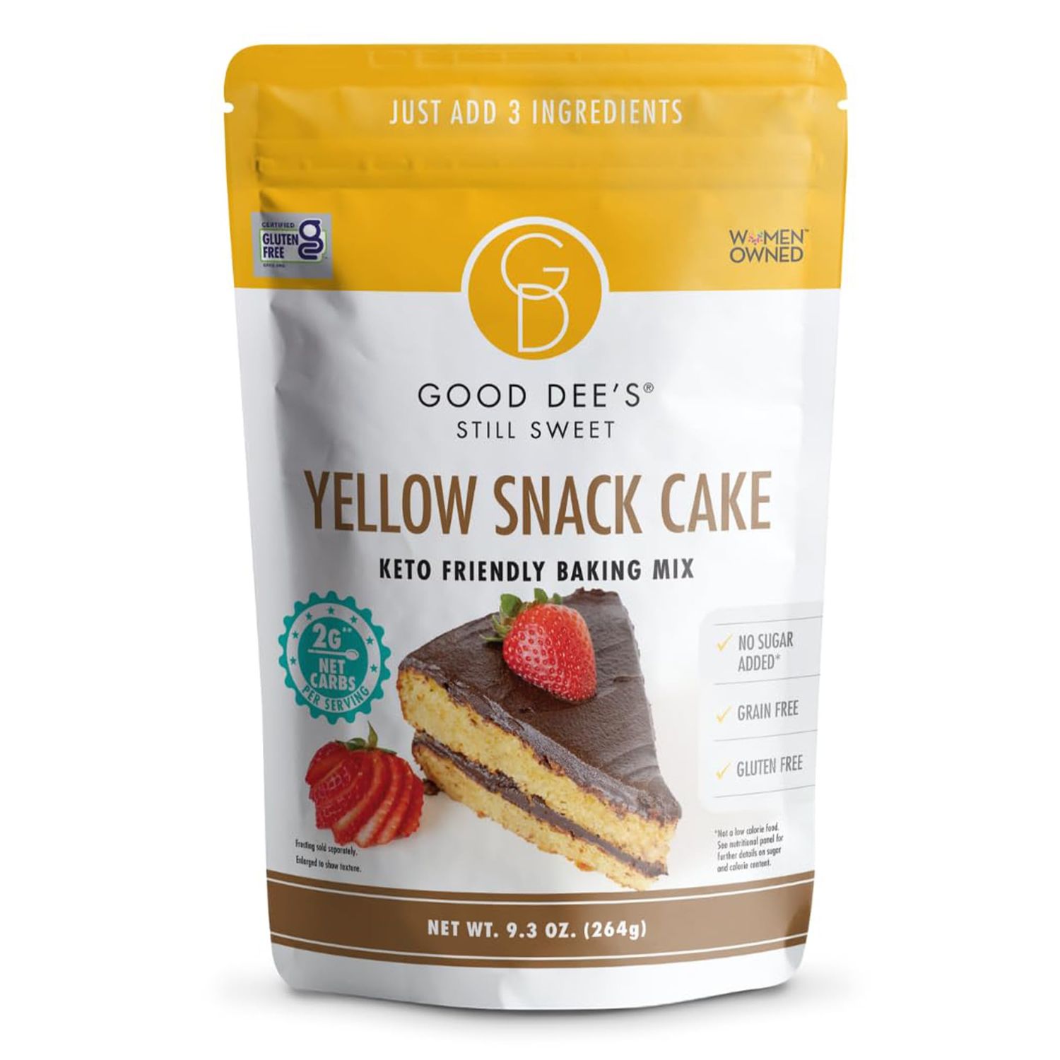 Good Dee&#39;s Keto Yellow Snack Cake Mix, Gluten Free, No Added Sugar, Gluten Free, Grain-Free, Soy-Free, Diabetic, Atkins &amp; WW Friendly (2g Net Carbs, 12 Serving)