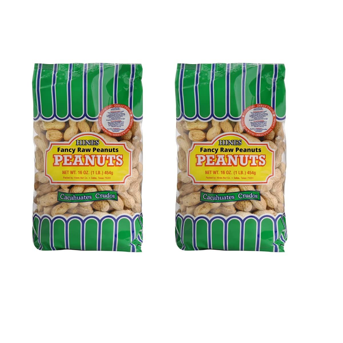 Jordan&#39;s Blend Hines Nuts Raw in Shell Peanuts 1 Lb Bag 2 Pack for Boiling Roasting or Bird and Wildlife Feeding Including One Backyard Bird 5inx7in Info Flash Card,16 Ounces