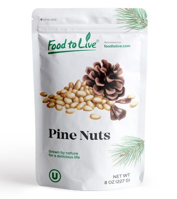 Food to Live - Pine Nuts, 8 Ounces Whole Raw Pignolias, Unsalted, Vegan, Kosher, Bulk. Rich in Vitamin E, Protein. Healthy Snack. Great for Pesto, Salads, Homemade Desserts