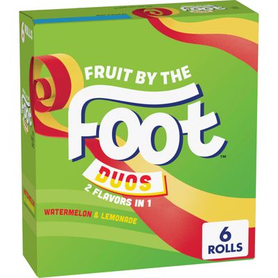 Fruit By The Foot Splitz Fruit Flavored Snacks, Watermelon and Lemonade, 6 Rolls, 4.5 oz