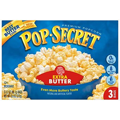 Pop Secret Popcorn, Extra Butter, 3.2 Ounce (Pack of 3)