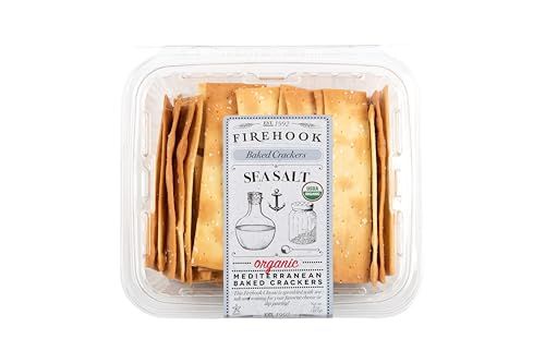 Firehook Sea Salt Crackers - Artisan Baked, Uniquely Crunchy, Baked with Simple Ingredients - Organic, Non-GMO, Kosher- 8 oz Box