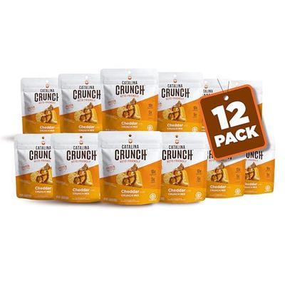 Catalina Crunch Mix Cheddar High Fiber Protein Snack Mix  Grab &amp; Go, Low Carb, Protein Snacks, Keto Friendly 1.85 oz (Pack Of 12)