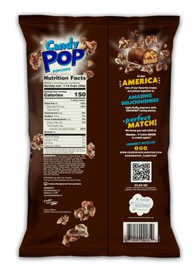 CANDY POP Snickers Candy Coated Popcorn (5.25oz bags) Made with Real Snickers Candy Pieces - Pack of 6