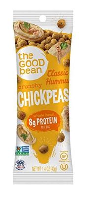 The Good Bean, Chickpea Snacks Grab &amp; Go Classic Hummus Gluten and Nut Free, 1.4 Ounce