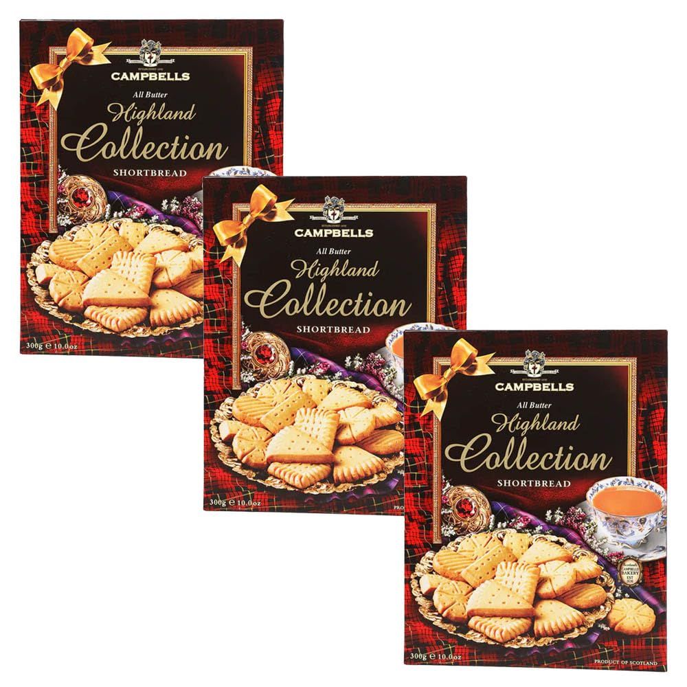 Campbells Shortbread All Butter Highland Collection Assorted Cookies  Scottish Assortment Cookies Box  Buttery Scotland Biscuits  British Gift for Any Occasion  10.58 Oz (Pack of 3)