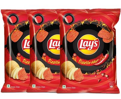 Lay&#39;s Sizzlin Hot Indian Chips Pack of 3