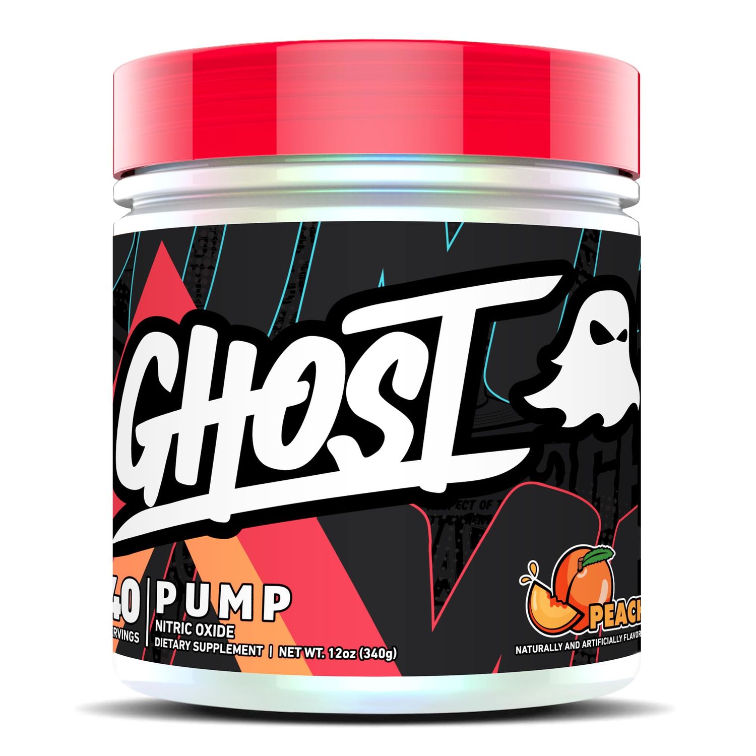 GHOST Pump Nitric Oxide Powder, Peach - 40 Servings - Sugar-Free &amp; Stim-Free Pre-Workout Supplements - L-Citrulline, Arginine Nitrate &amp; L-Glutathione - Soy &amp; Gluten-Free, Vegan