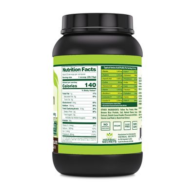 Herbal Secrets Plant Protein 2 Lb Powder  28 Grams Protein per Serving  6.1 Grams BCAA  Vegan Supplement  23 Servings  Made in USA (2 Lb, Chocolate)