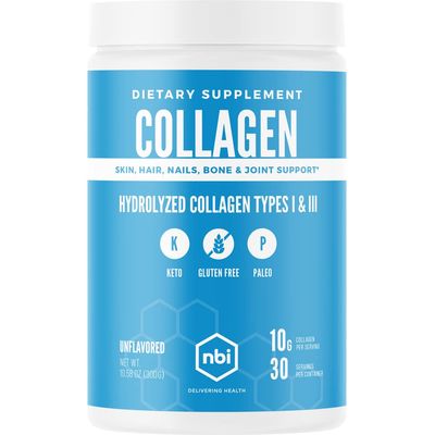 NBI Non-GMO, Grass Fed, Unflavored, Collagen Protein Powder, Paleo- and Keto Friendly, Type I and III Hydrolyzed Collagen, Amino Acids Supplement, Pasture Raised, Dairy Free, Soy Free, Gluten Free