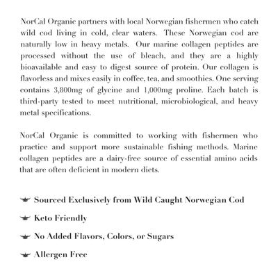 Norcal Marine Collagen - 12oz Marine Collagen Peptides Powder  High Protein, Zero Fat/Sugar/Carb  Skin, Hair, Nail &amp; Joint Health  Low Metals, US GMP Certified