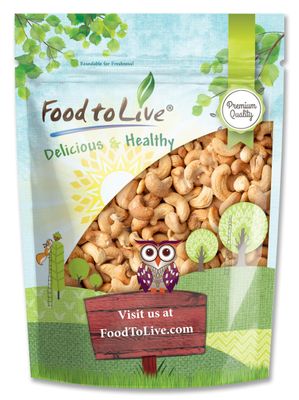 Food to Live Dry Roasted Whole Cashews with Himalayan Salt, 3 Pounds - Oven Roasted Lightly Salted Fancy Cashew Nuts, No Oil Added, Vegan, Kosher, Bulk. Crunchy Texture. Great Snack