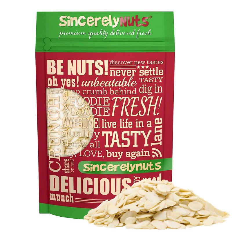 Sincerely Nuts - Raw Blanched Sliced Almonds  2 Lb. Bag  Delicious Guilt Free Snack  Low Calorie, Vegan, Gluten Free  Gourmet Kosher Food  Source of Fiber, Protein, Vitamins and Minerals