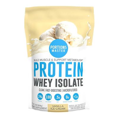 Portions Master Cold-Processed, CFM 100% Whey Protein Powder. All-Natural Fast-Digesting Sweetened with Stevia (Vanilla Ice-Cream, 2 LB)