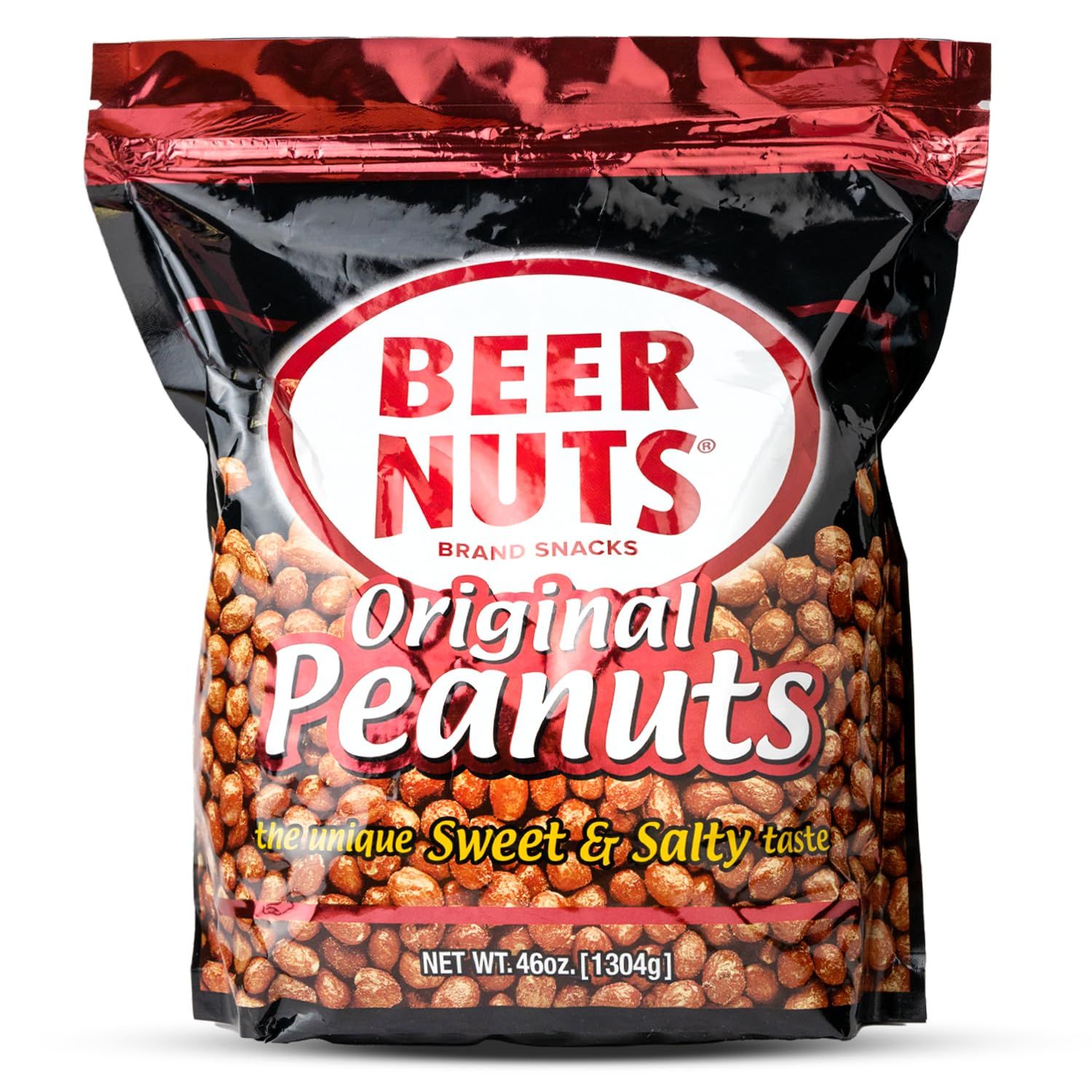 BEER NUTS Original Peanuts - Sweet &amp; Salty Bar Nuts - Gluten Free, Kosher, Low Sodium Peanut Snacks Made In The USA - 46oz Resealable Bag (Pack of 1)
