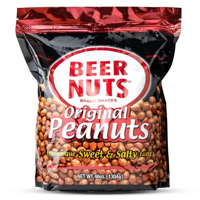 BEER NUTS Original Peanuts - Sweet &amp; Salty Bar Nuts - Gluten Free, Kosher, Low Sodium Peanut Snacks Made In The USA - 46oz Resealable Bag (Pack of 1)