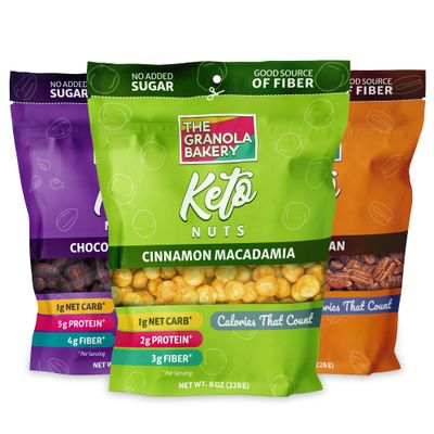 TGB Variety Keto Nuts, No Added Sugar, Gluten Free, Healthy Low Carb Snack, 8oz Bags (Pack of 3)