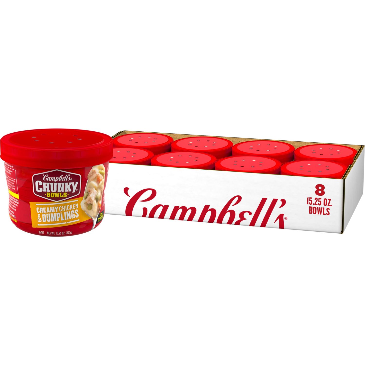 Campbell&#39;s Chunky Soup, Creamy Chicken and Dumplings Soup, 15.25 oz Microwavable Bowl (Case of 8)