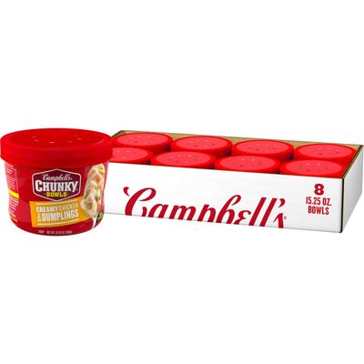 Campbell&#39;s Chunky Soup, Creamy Chicken and Dumplings Soup, 15.25 oz Microwavable Bowl (Case of 8)