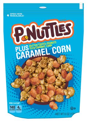P-Nuttles Plus Caramel Corn, Butter Toffee Peanuts and Caramel Popcorn Snack Mix in Resealable 6 Ounce Bag