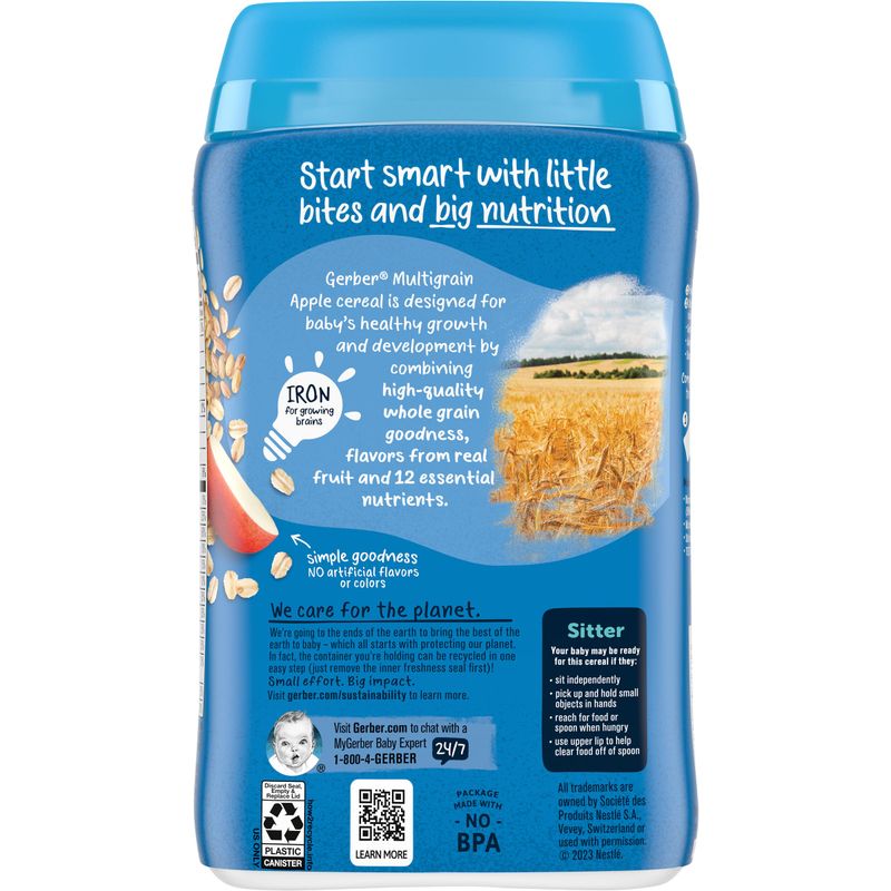 Gerber Baby Cereal, 2nd Foods, Multigrain Apple, Baby Food, 8 oz (Pack of 6)