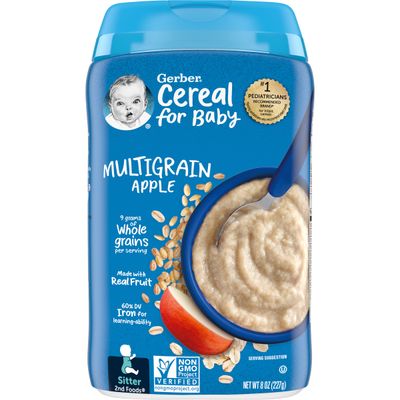 Gerber Baby Cereal, 2nd Foods, Multigrain Apple, Baby Food, 8 oz (Pack of 6)