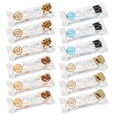 No Cow High Protein Bars, Original Variety Pack - Healthy Snacks, 20g Vegan Protein, High Fiber, Low Sugar, Keto Friendly, Dairy &amp; Gluten Free (12 Count)
