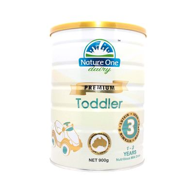 NATURE ONE DAIRY Premium Toddler Milk Drink Step 3 (1-3 Years) -Toddler milk -DHA &amp; ARA for brain and eye development -Prebiotic GOS -Lutein -Made from Grass-fed cow&#39;s milk, 900g