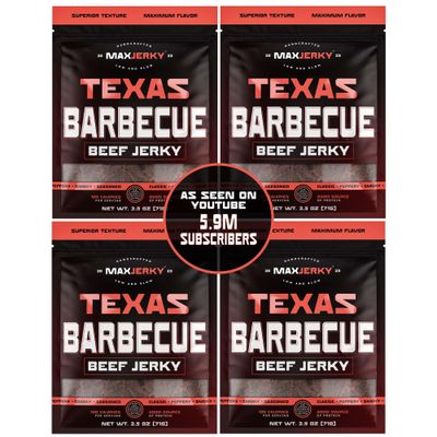 MaxJerky Texas Barbecue Beef Jerky, Smoked Pepper Flavored Jerky, 27.5 Grams of Protein, 2.5 OZ (4 Pack)