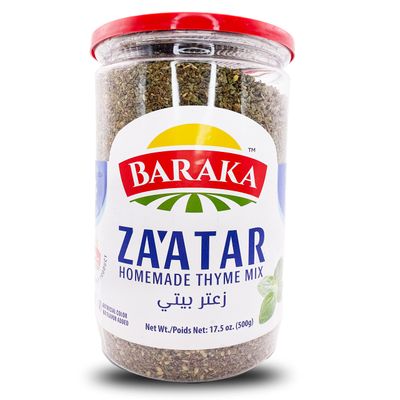 Baraka Zaatar Spice Seasoning Blend  Middle Eastern Dry Herb Mix for Bread Dips, Snacks, Mediterranean Dressings, Condiments, Baking, Salads, Hummus  Homemade Jordanian Recipe, All Natural (17.5 oz)