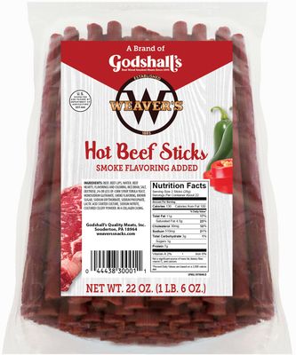 Weavers Hot Beef Sticks (44 hot and spicy 7&quot; beef sticks per 22oz bag)