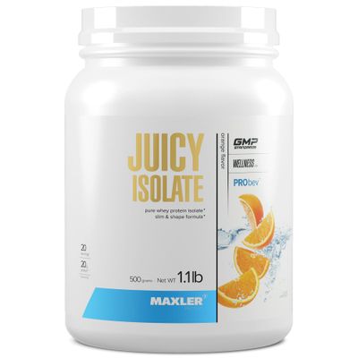 Maxler Juicy Isolate Protein Powder - Clear Whey Isolate - Low Lactose, Fat Free, Sugar Free Muscle Recovery Drink for Pre &amp; Post Workout - 90% of Protein per Serving - Orange 1.1 lb (20 Servings)