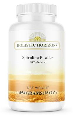 Holistic Horizons Organic Spirulina Powder - Vegan, Non-GMO, Gluten-Free Superfood - Rich in Protein, Vitamins, Antioxidants - Ideal for Smoothies, Energy &amp; Immune Support - 16 oz