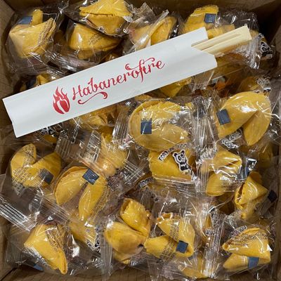100 Individually Wrapped Fortune Cookies with Fun Fortunes, Lucky Numbers, Chinese Language, Bundle with 1 Set Habanerofire Chopsticks