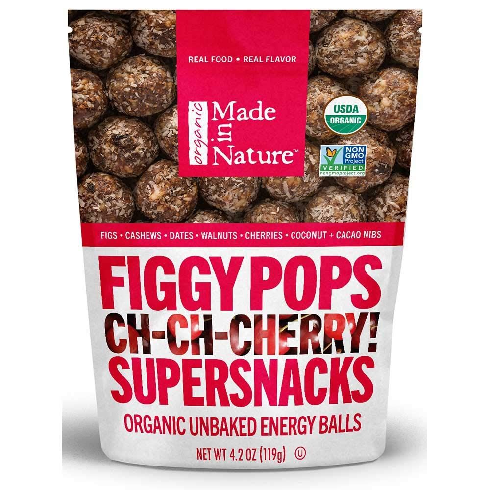Made in Nature Tart Cherry Figgy Pops, 4.2 oz (Pack of 6) - Organic Unbaked Energy Balls