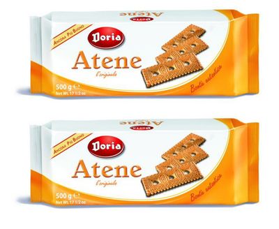 Doria: &quot;ATENE&quot; shortbread biscuits - 17.63 Oz (500g) Pack of 2  Italian Import